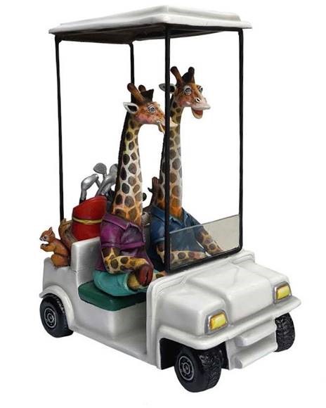 Carlos and Albert Giraffes in Golf Cart